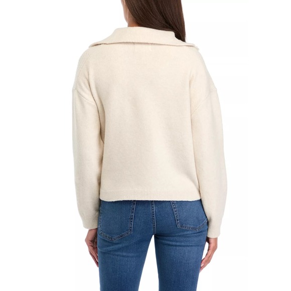 Olive + Oak Cream Ribbed Quarter Zip Sweater XL - Picture 3 of 6